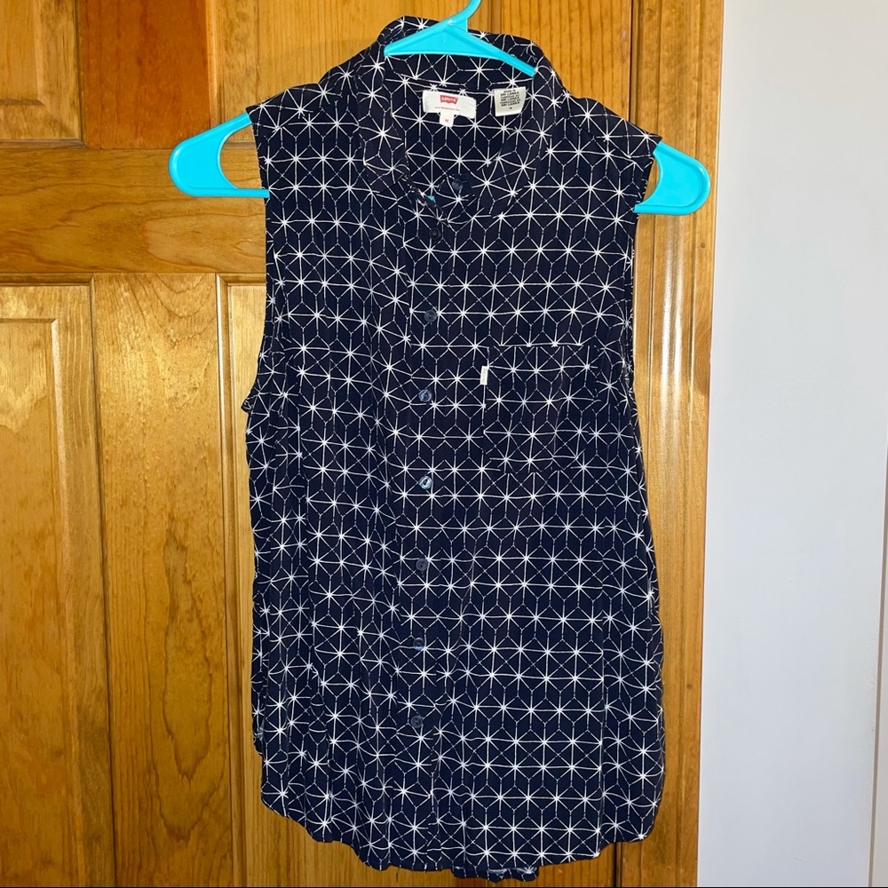 Navy Levi Button Up Tank